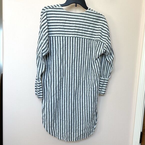 Zara Top Women’s XS Tunic White Blue Gold Stripe Button Down Long Sleeve - Picture 3 of 11